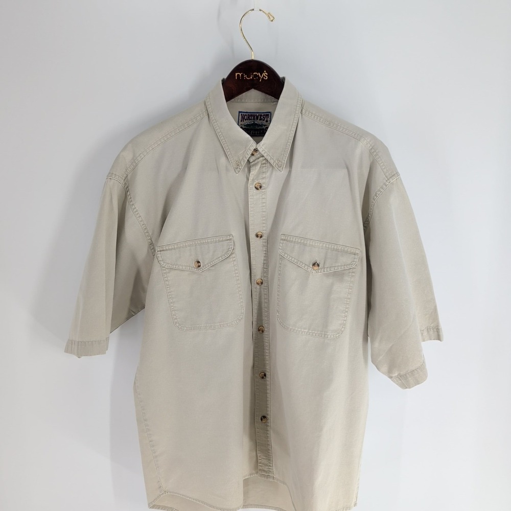 Vintage Northwest Outfitters Flap Pockets Western Button-Down Shirt Beige‎